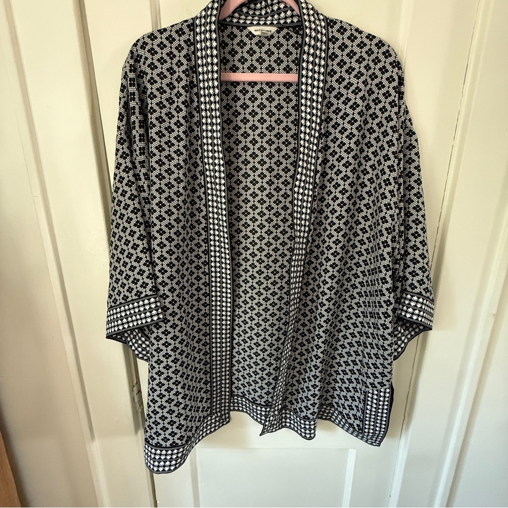 Max Studio Black & White Geometric Kimono Size L - Picture 1 of 8